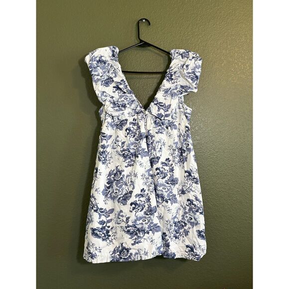 O.P.T Blue Floral Puff Sleeve Midi Dress Women’s Small Cottagecore Toile - Picture 6 of 7